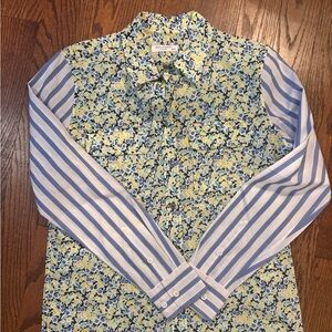 Equipment Floral and Striped Shirt